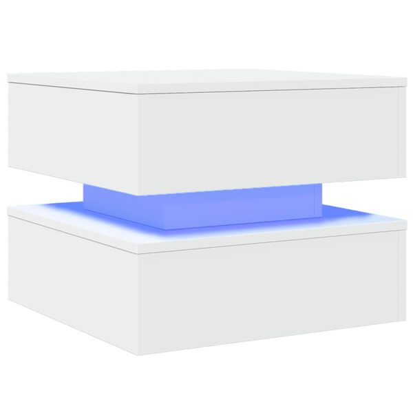 vidaXL Table basse avec lumières LED blanc 50x50x40 cm