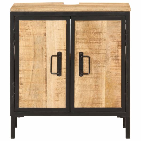 vidaXL Armoire lavabo de salle de bain bois massif de manguier et fer
