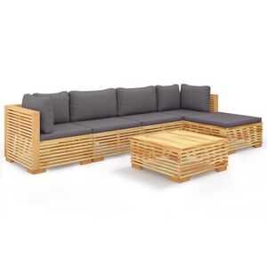 vidaXL Salon de jardin 6 pcs avec coussins Bois de teck solide