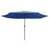 vidaXL Parasol de jardin avec m&acirc;t en m&eacute;tal 390 cm bleu azur&eacute;