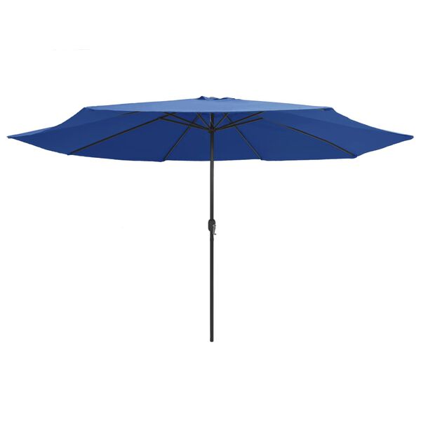 vidaXL Parasol de jardin avec m&acirc;t en m&eacute;tal 390 cm bleu azur&eacute;