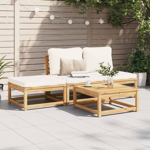 vidaXL Salon de jardin 4 pcs avec coussins Bois d'acacia solide