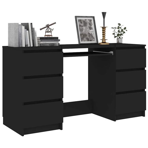 vidaXL Bureau noir 140x50x77 cm Bois d'ingénierie