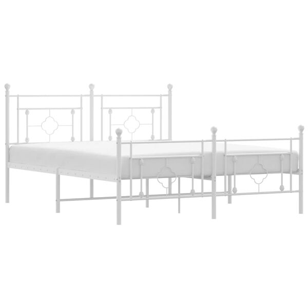 vidaXL Cadre de lit m&eacute;tal sans matelas et pied de lit blanc 150x200 cm
