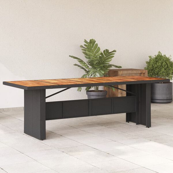 vidaXL Table de jardin et dessus en bois d'acacia noir r&eacute;sine tress&eacute;e