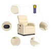 vidaXL Fauteuil inclinable de massage cr&egrave;me tissu