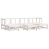 vidaXL Salon de jardin 7 pcs avec coussins blanc bois massif