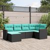 vidaXL Salon de jardin 6 pcs avec coussins noir r&eacute;sine tress&eacute;e