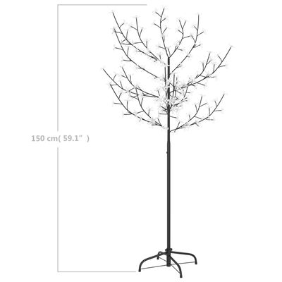 vidaXL Sapin de Noël 120 LED blanches chaudes cerisier en fleurs 150cm