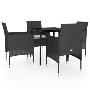 vidaXL Ensemble &agrave; manger de jardin avec coussins 5 pcs Noir