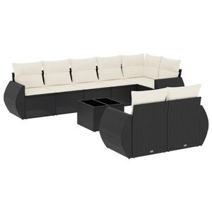 vidaXL Salon de jardin 9 pcs avec coussins noir r&eacute;sine tress&eacute;e