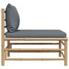 vidaXL Canapé de milieu de jardin avec coussins gris foncé Bambou
