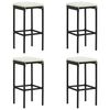 vidaXL Tabourets de bar avec coussins lot de 4 noir r&eacute;sine tress&eacute;e