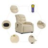 vidaXL Fauteuil inclinable de massage électrique crème tissu