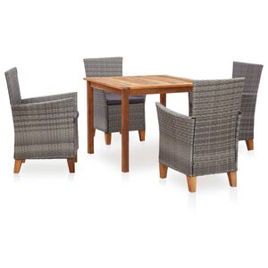 vidaXL Mobilier &agrave; d&icirc;ner 5 pcs r&eacute;sine tress&eacute;e et bois d'acacia gris
