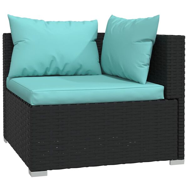 vidaXL Salon de jardin 5 pcs avec coussins R&eacute;sine tress&eacute;e Noir