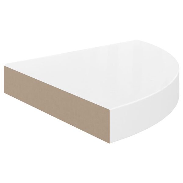 vidaXL Étagère d'angle flottante Blanc brillant 25 x 25 x 3,8 cm MDF