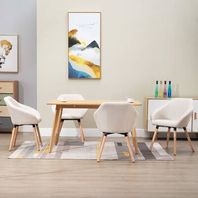 vidaXL Chaises à manger lot de 4 crème tissu