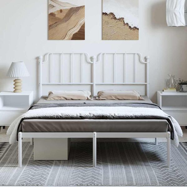 vidaXL Cadre de lit métal sans matelas et tête de lit blanc 135x190 cm