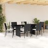 vidaXL Ensemble &agrave; manger de jardin coussins 7pcs Noir R&eacute;sine tress&eacute;e