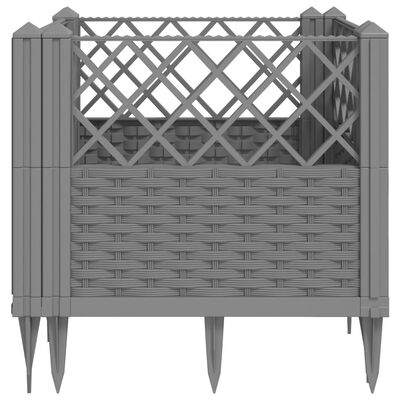 vidaXL Jardinière avec piquets gris clair 43,5x43,5x43,5 cm PP