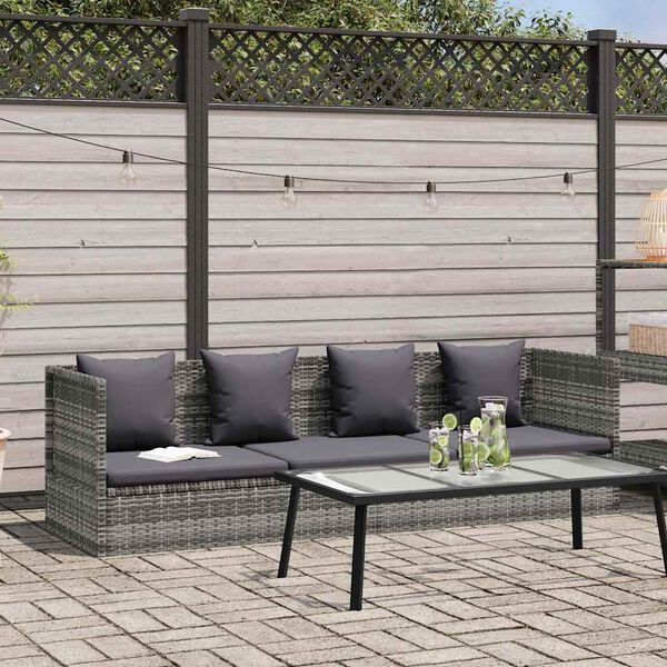 vidaXL Lit de jardin Gris 200x60 cm Résine tressée