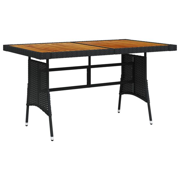 vidaXL Table de jardin Noir 130x70x72 cm R&eacute;sine tress&eacute;e et acacia