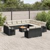 vidaXL Salon de jardin avec coussins 14 pcs noir r&eacute;sine tress&eacute;e