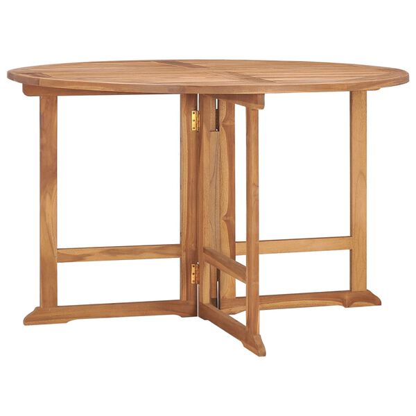 vidaXL Table &agrave; d&icirc;ner de jardin pliable &Oslash;110x75 cm Bois massif de teck