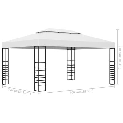 vidaXL Chapiteau de jardin Acier enduit de poudre 4x3x2,7 m Blanc