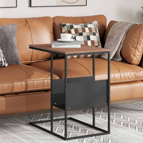 vidaXL Table d'appoint Noir 55x36x59,5 cm Bois d'ing&eacute;nierie