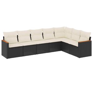 vidaXL Salon de jardin 7 pcs avec coussins noir r&eacute;sine tress&eacute;e