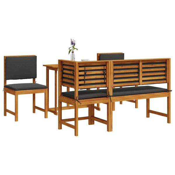 vidaXL Ensemble bistro de jardin 4 pcs Marron Bois d'Acacia Massif