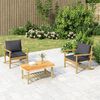 vidaXL Salon de jardin 3 pcs avec coussins gris fonc&eacute; bambou