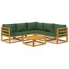 vidaXL Salon de jardin 6 pcs avec coussins vert bois massif