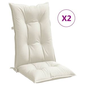 vidaXL Coussins de chaise &agrave; dossier haut lot de 2 cr&egrave;me m&eacute;lang&eacute; tissu