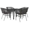 vidaXL Ensemble &agrave; manger de jardin et coussins 5 pcs noir rotin verre