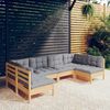 vidaXL Salon de jardin 6 pcs avec coussins gris Bois de pin massif
