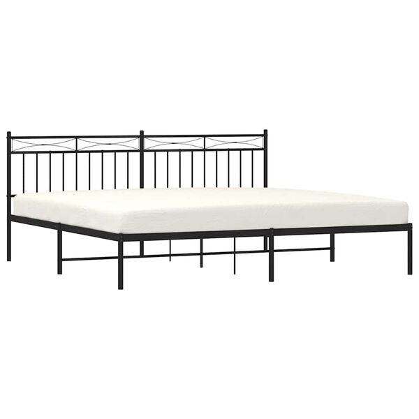 vidaXL Cadre de lit m&eacute;tal sans matelas avec t&ecirc;te de lit noir 193x203cm