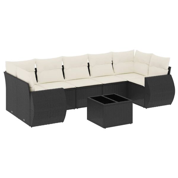 vidaXL Salon de jardin 8 pcs avec coussins noir r&eacute;sine tress&eacute;e