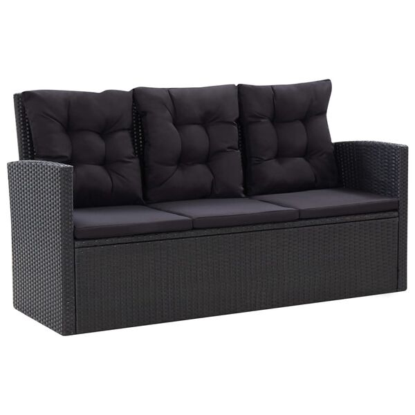 vidaXL Salon de jardin 6 pcs avec coussins R&eacute;sine tress&eacute;e Noir