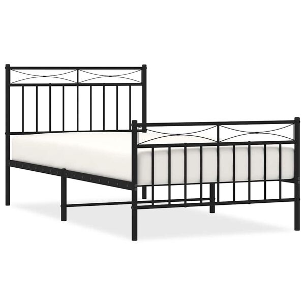 vidaXL Cadre de lit métal sans matelas avec pied de lit noir 100x190cm