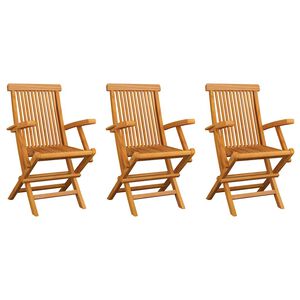 vidaXL Chaises de jardin lot de 3 Bois de teck massif