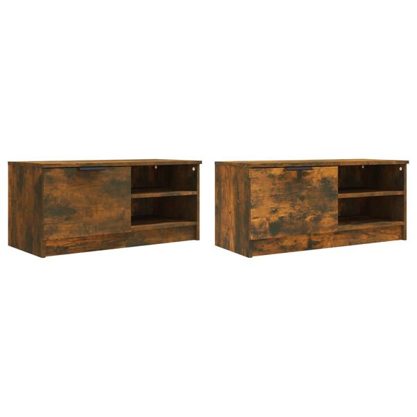 vidaXL Meubles TV 2 pcs Ch&ecirc;ne fum&eacute; 80x35x36,5 cm Bois d'ing&eacute;nierie