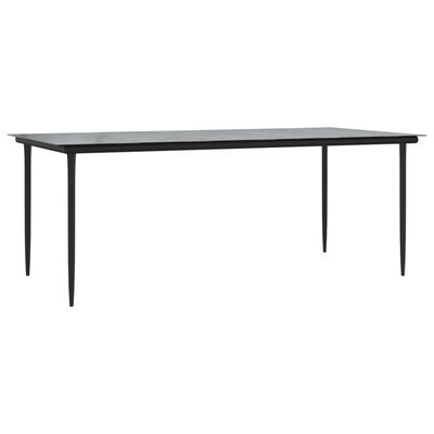 vidaXL Table à dîner de jardin Noir 200x100x74cm Acier et verre trempé