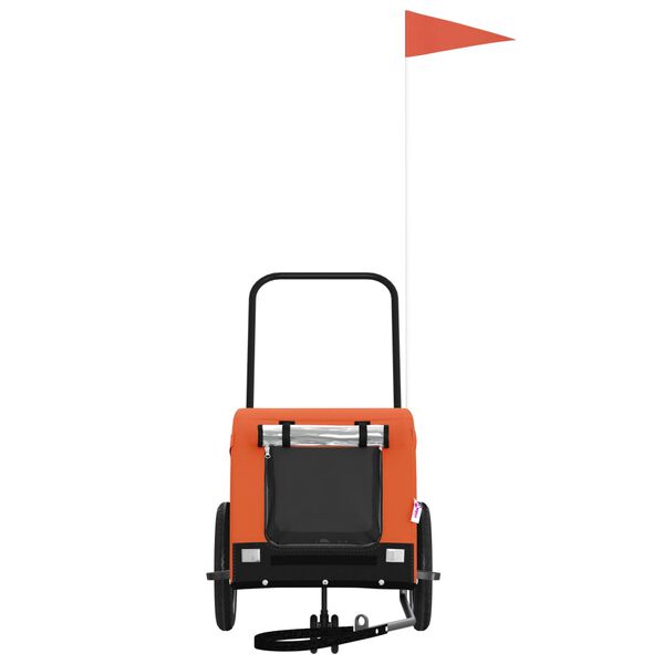 vidaXL Remorque de vélo pour animaux de compagnie orange et noir