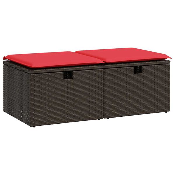 vidaXL Salon de jardin avec coussins 2pcs marron r&eacute;sine tress&eacute;e acacia