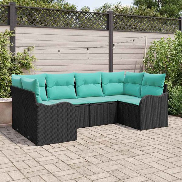 vidaXL Ensemble de Canap&eacute;s avec coussin 6 pcs Noir Poly Rattan