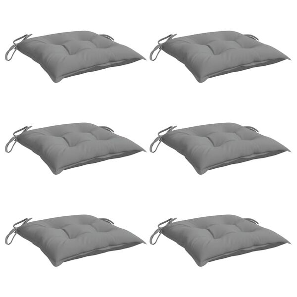 vidaXL Coussins de chaise lot de 6 gris 40x40x7 cm tissu oxford