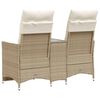 vidaXL Canap&eacute; de jardin inclinable 2 places avec table beige rotin